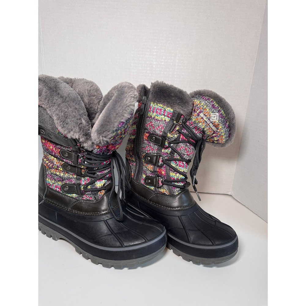 Dream Pairs Youth Girls Multicolor Knit Upper Waterproof Snow Boots - Size‎ 4